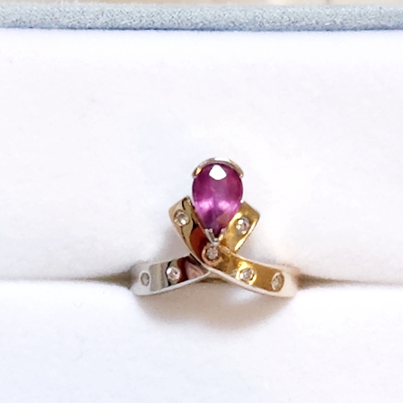 2 Carat Pink Ruby Ring, 2Tone 14K, 5gms, Real Diamonds SZ6 CUSTOM OCTOBER GIRLS! - Picture 3 of 9